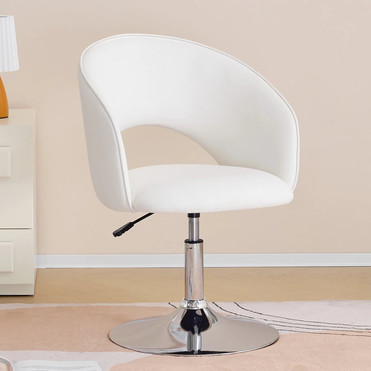 White Faux PU Upholstered Swivel Accent Chair K808