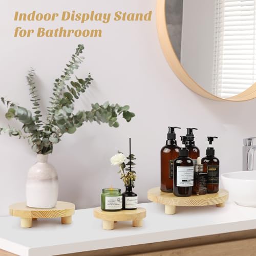 3PCS Round Brown Wooden Plant Stands K197