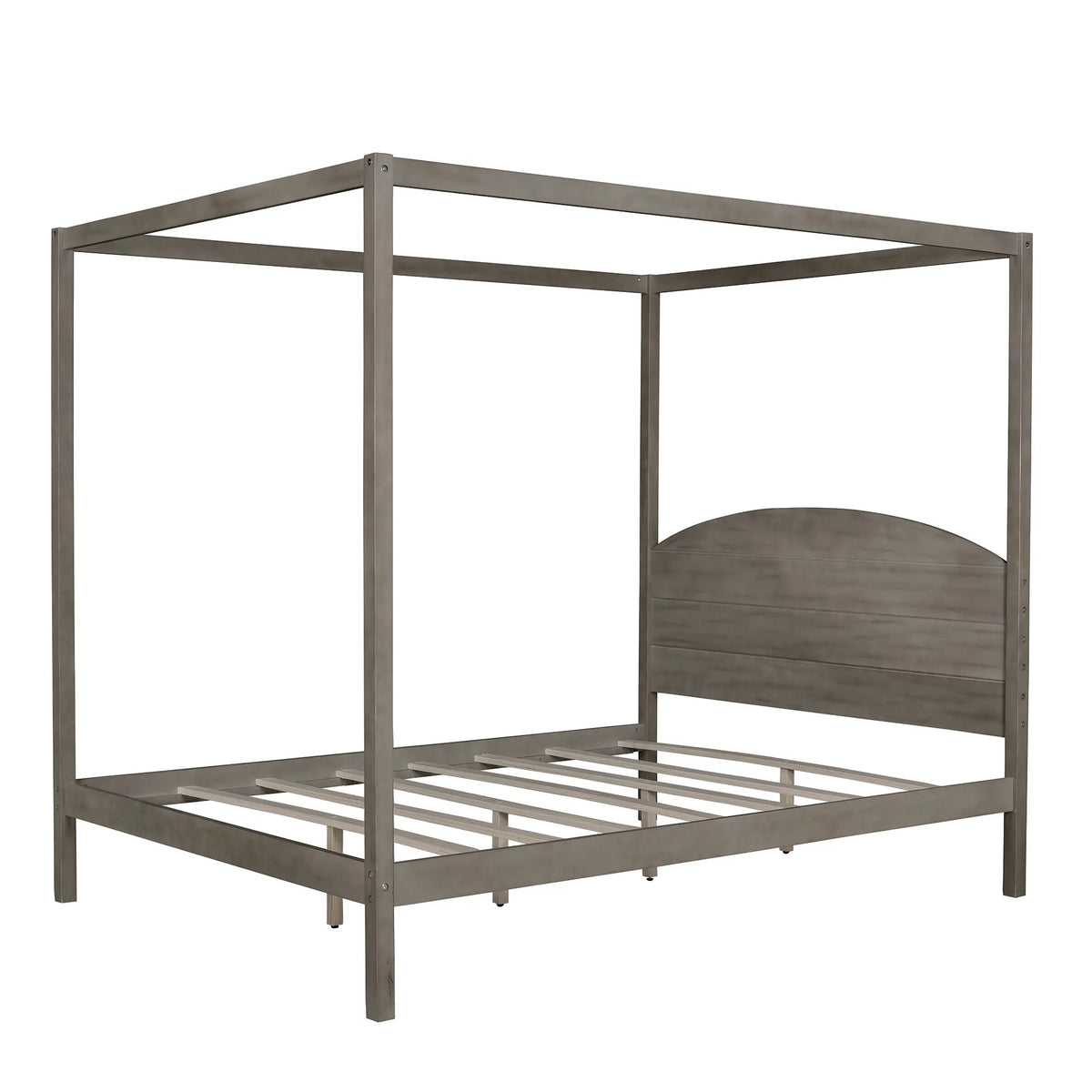 Wood Queen Size Canopy Bed with Headboard T50108