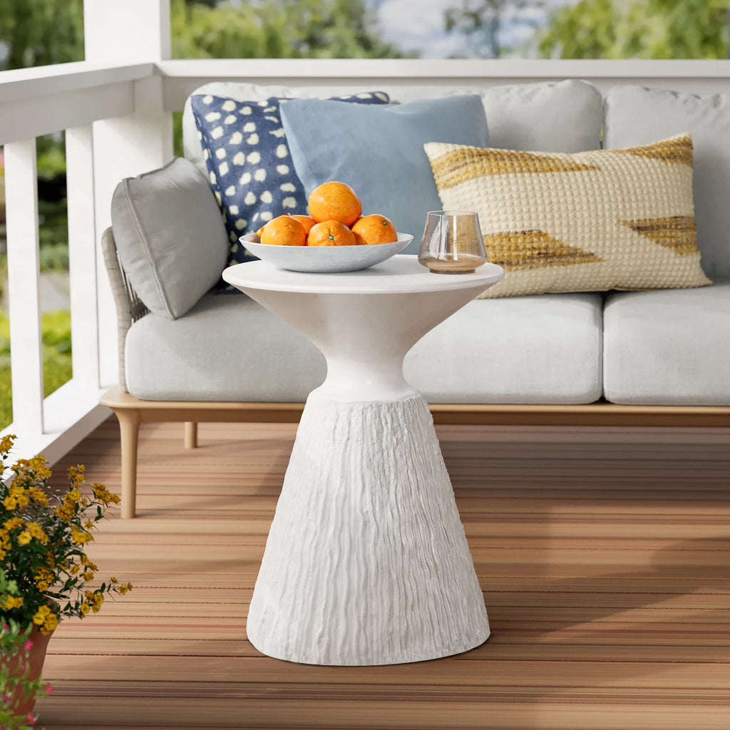 White Round Concrete Side Table T22492