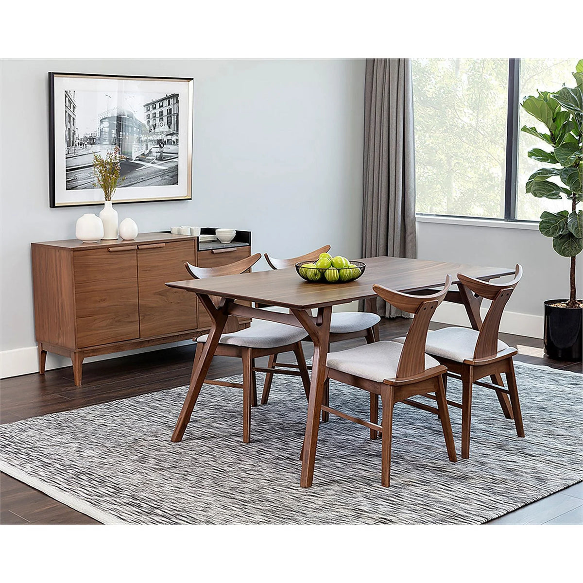 Light Gray Wood Dining Table Set with 4 Dining Chairs A9648