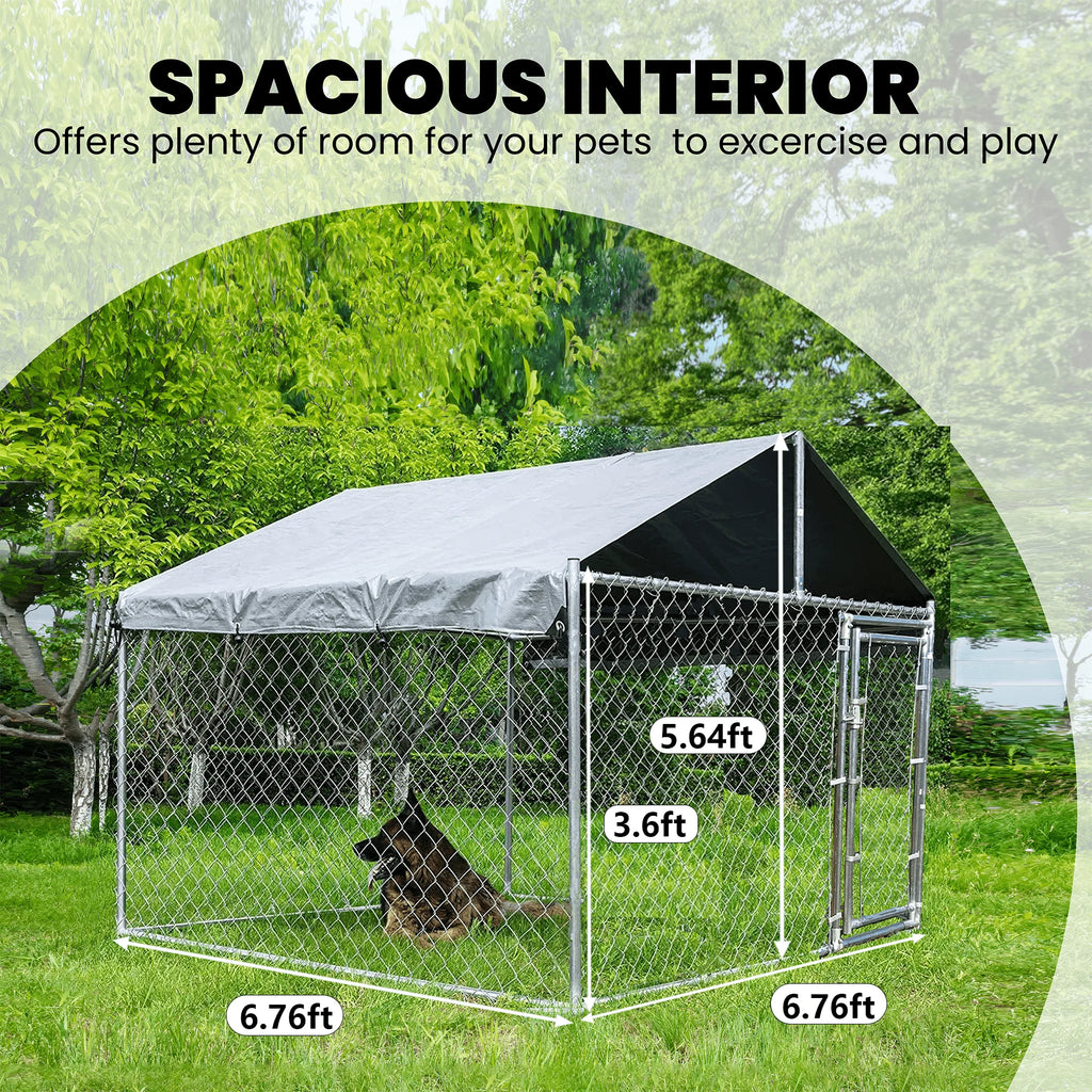 Large Outdoor Dog Kennel with Waterproof Cover and Lock U8587