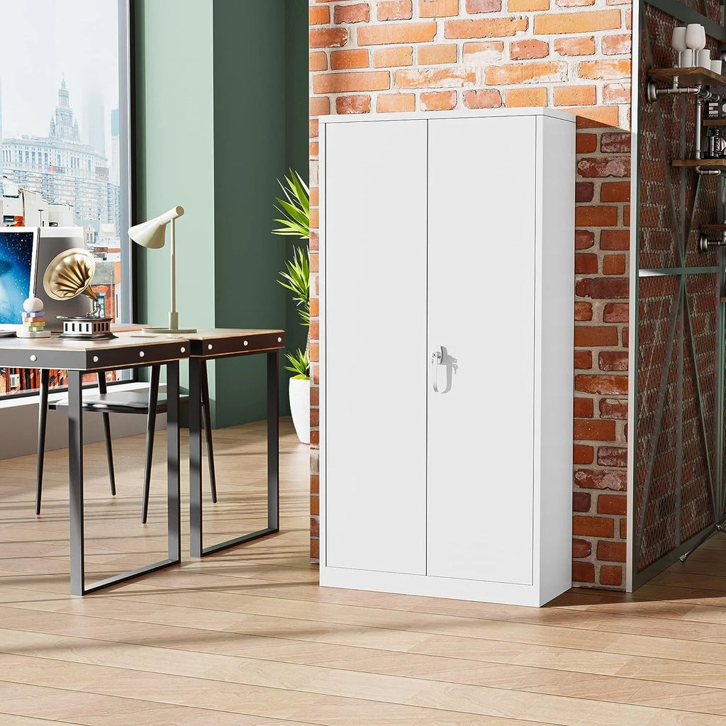Black Metal Storage Cabinet with Locking Doors and Adjustable Shelves Q989