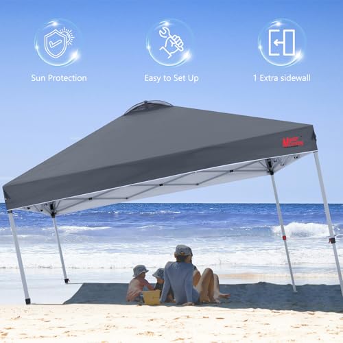 Durable Pop-up Canopy Tent with 1 Sidewall 10'x10' White M39843