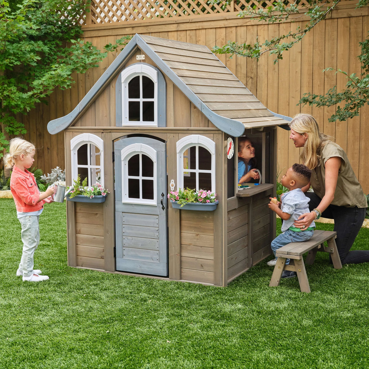 Wooden Outdoor Playhouse with Kitchen D6221