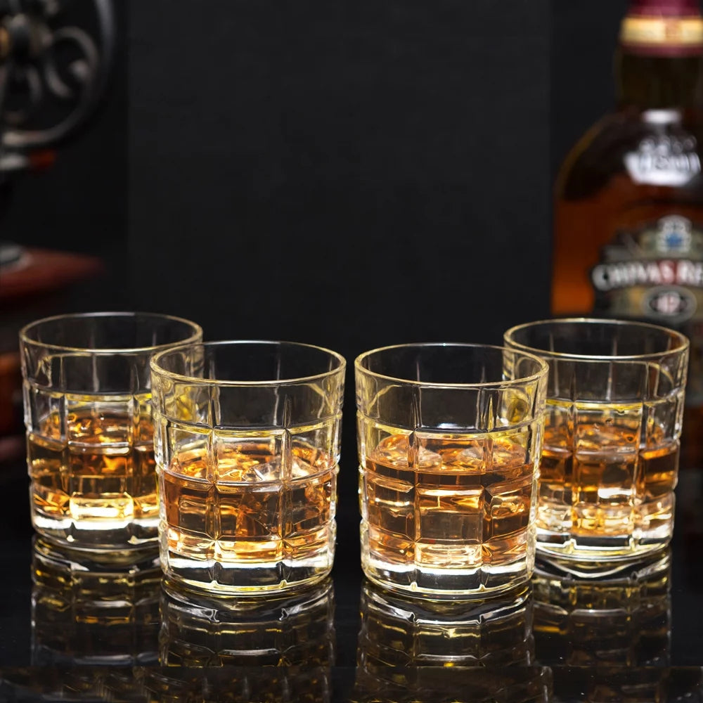 Clear Old Fashioned Whiskey Glasses Set of 4 M431