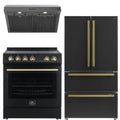 30 Electric Range, Range Hood and Refrigerator in Black E7299
