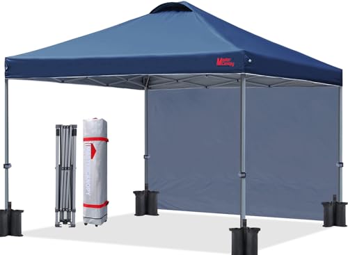 Durable Pop-up Canopy Tent with 1 Sidewall 10'x10' White M39843