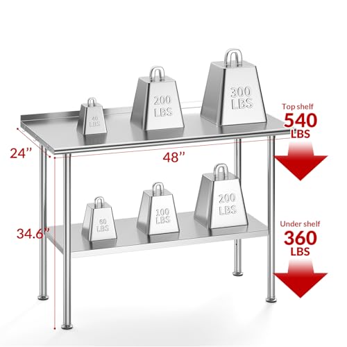 Stainless Steel 24 * 48 Inch Prep Table with Undershelf and Backsplash X115
