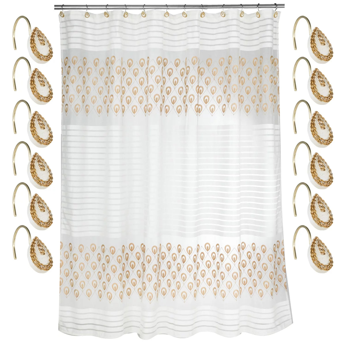 Shower Curtain and Hooks Set L13956